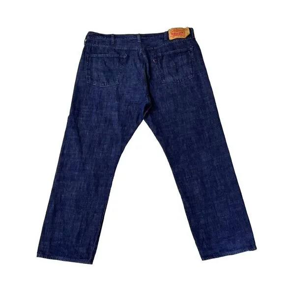 Levis Jeans Mens 42x30 Blue 501 Straight Fit Button Fly White Oak Cone Denim